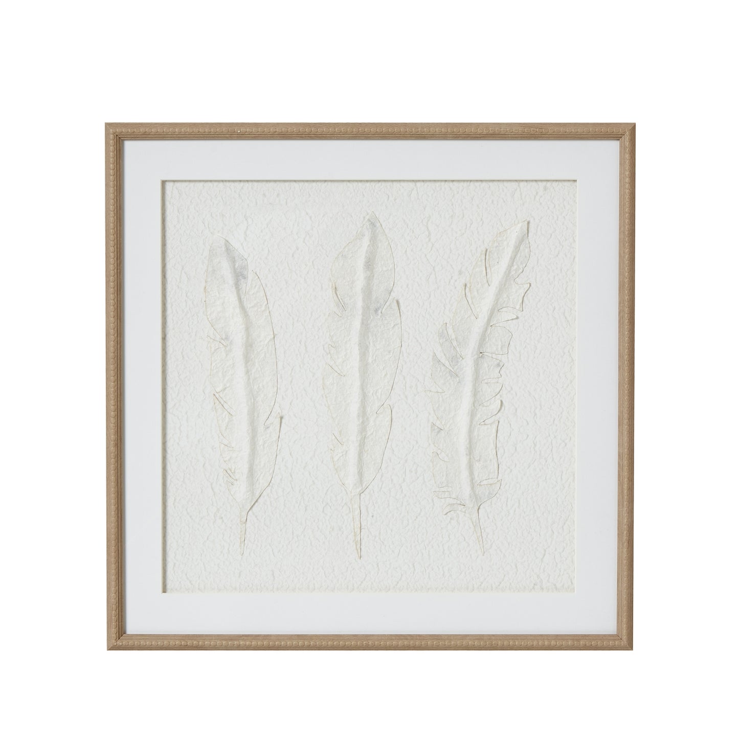 Solli White Feathers Art Mounted In Beaded Frame