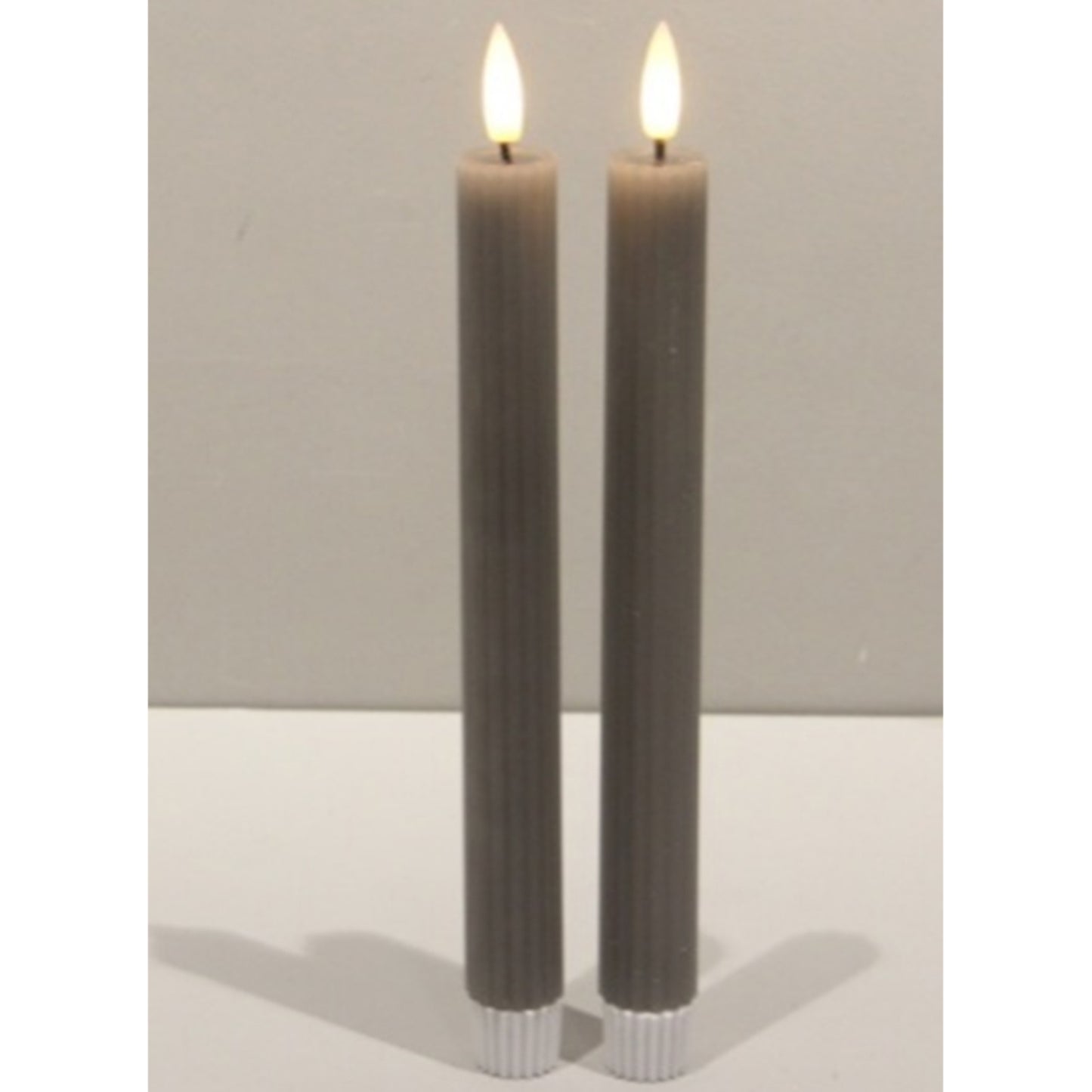 Luxe Collection Natural Glow Grey Ribbed Taper Candles