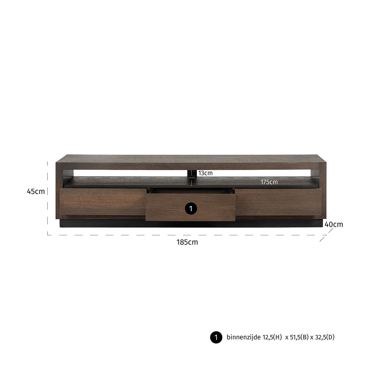 TV cabinet Oakura 3-drawers (Brown)- Richmond Interiors