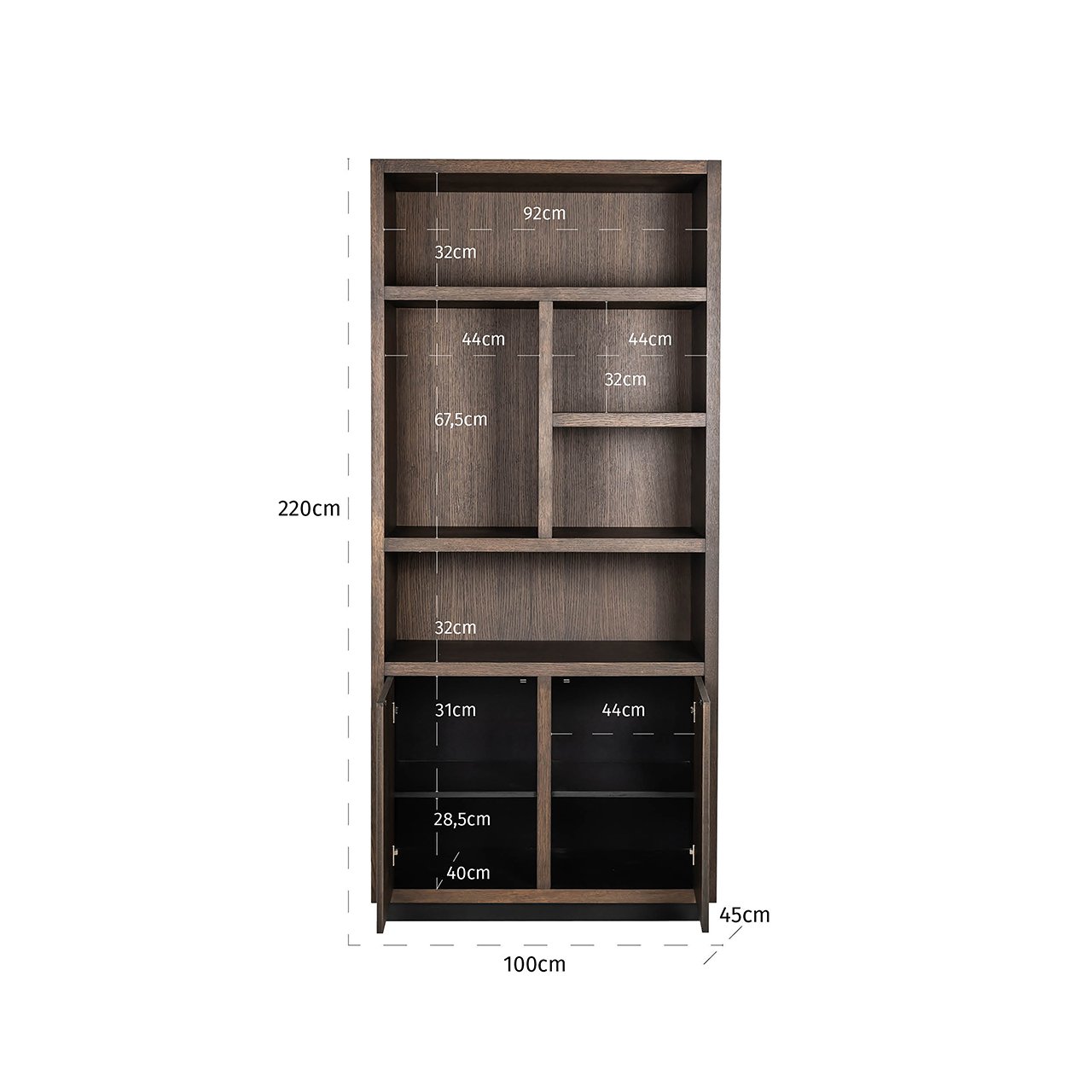 Display cabinet Oakura 2-doors (Brown)- Richmond Interiors