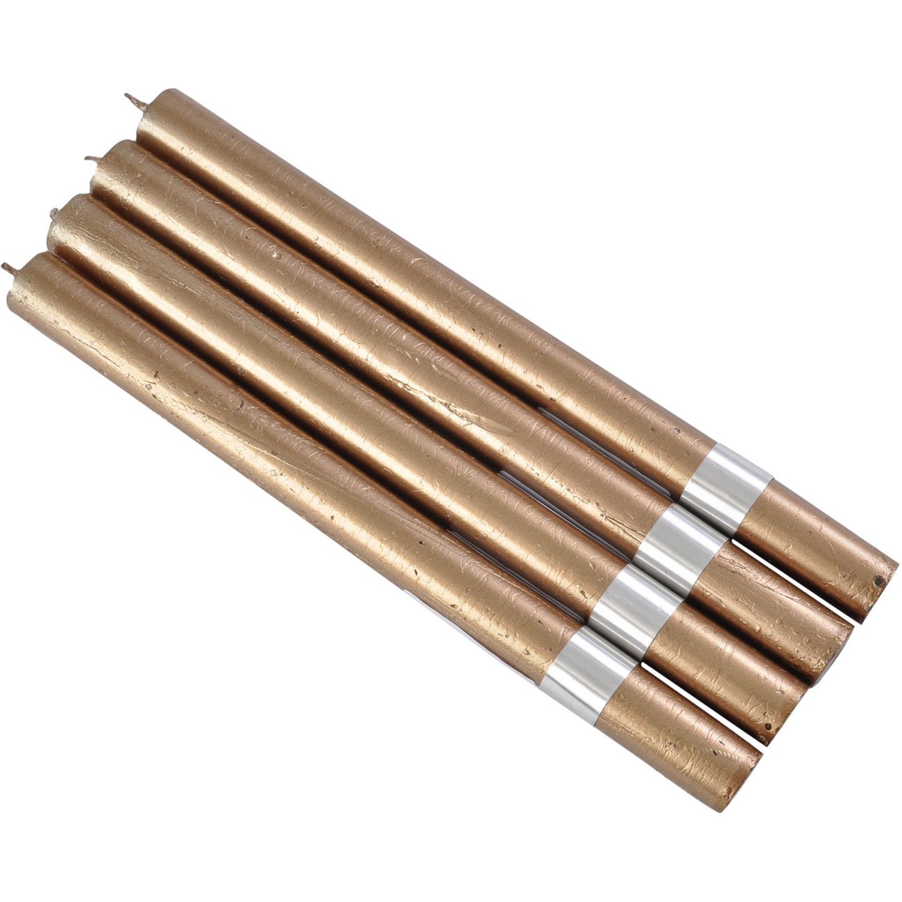 Set Of 4 Gold Rustica Dinner Candles 2x25cm