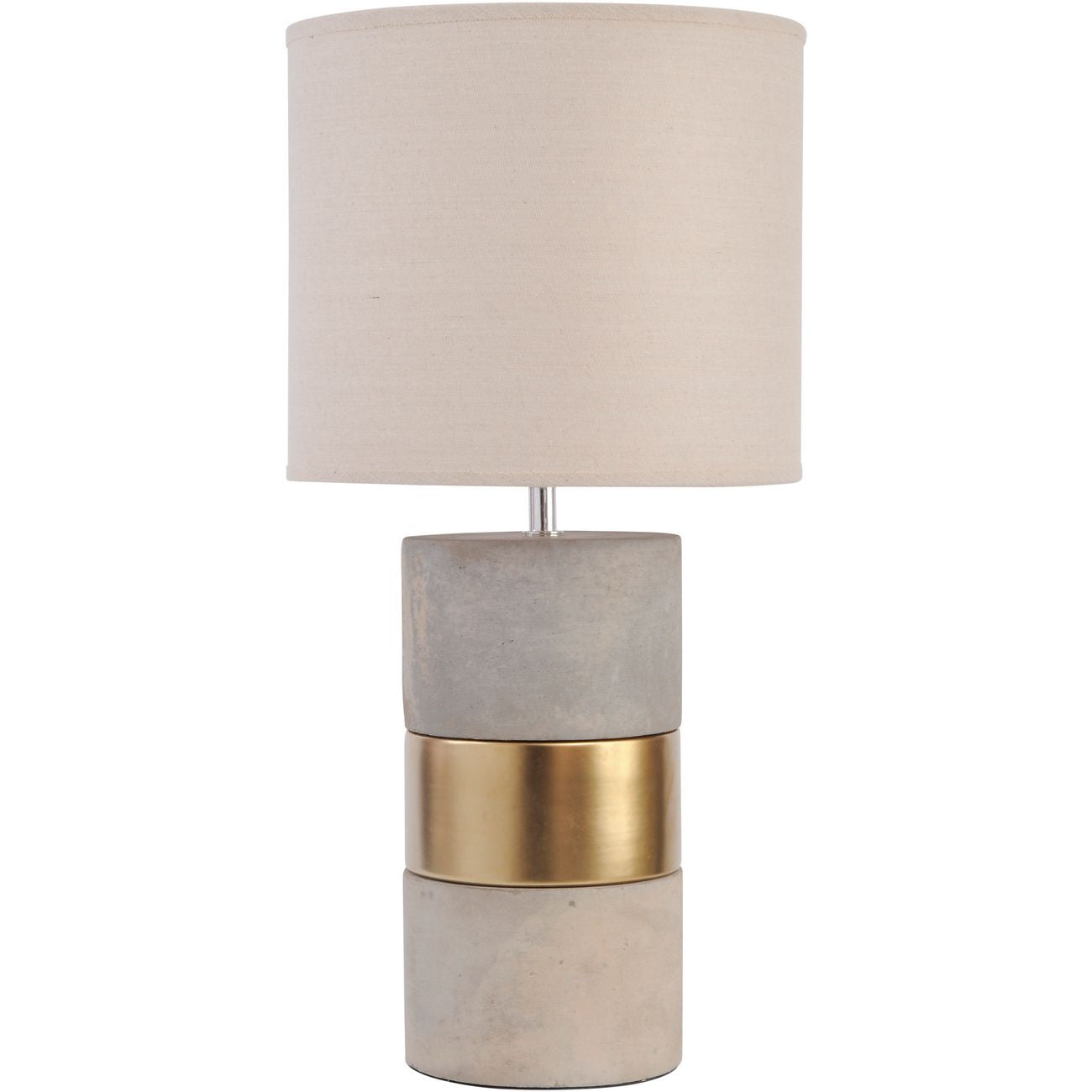 Concrete and Gold Table Lamp with Natural Shade E27 60W