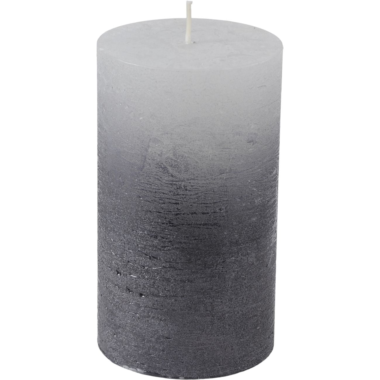 White Pillar Candle With Metallic Black Ombre Base 10x20cm