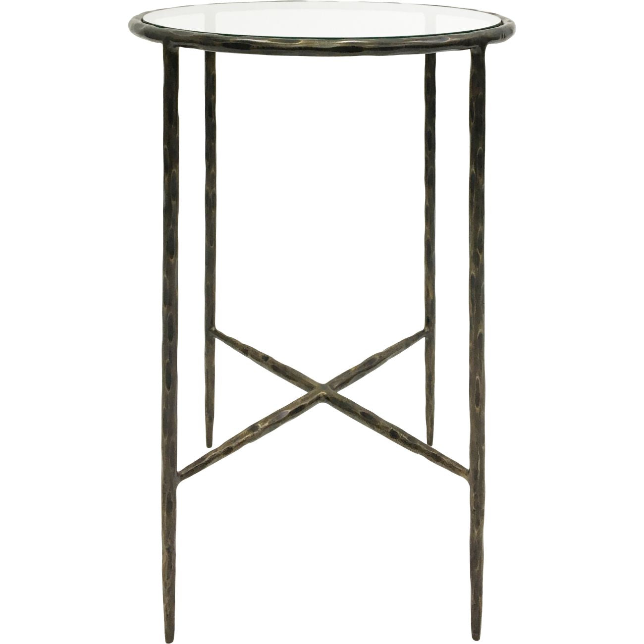 Patterdale Hand Forged Side Table Dark Bronze Finish with? Glass Top