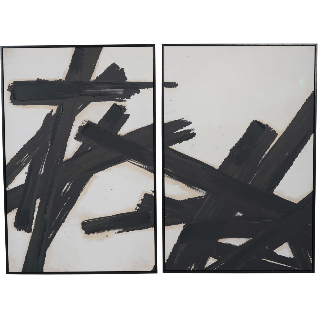 Hand Finished Impasto Brushstokes Set of 2 Framed Canvases