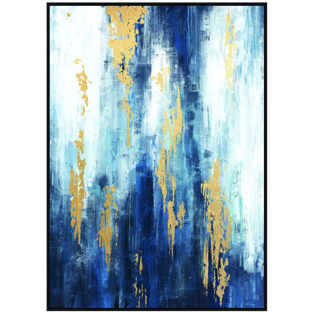 Urbanite Blue Distressed Foiled Framed Canvas 140x100cm