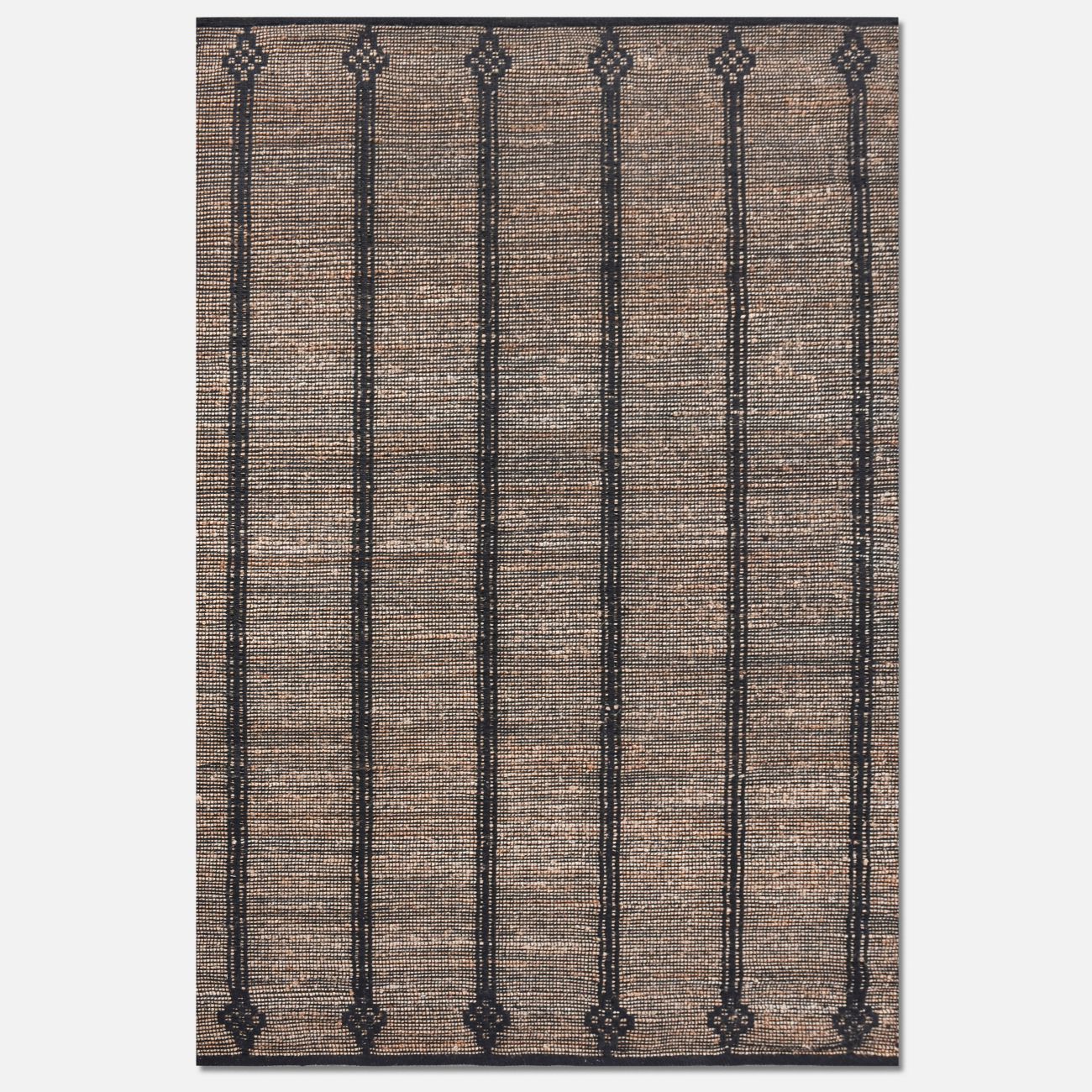 Bosho Hand Woven Natural & Charcoal 160x230cm Jute and Cotton Rug