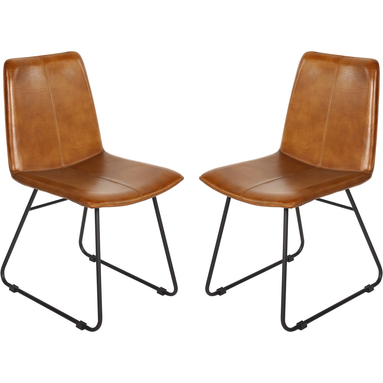 Pair of Robinson Leather Dining Chairs in Cognac