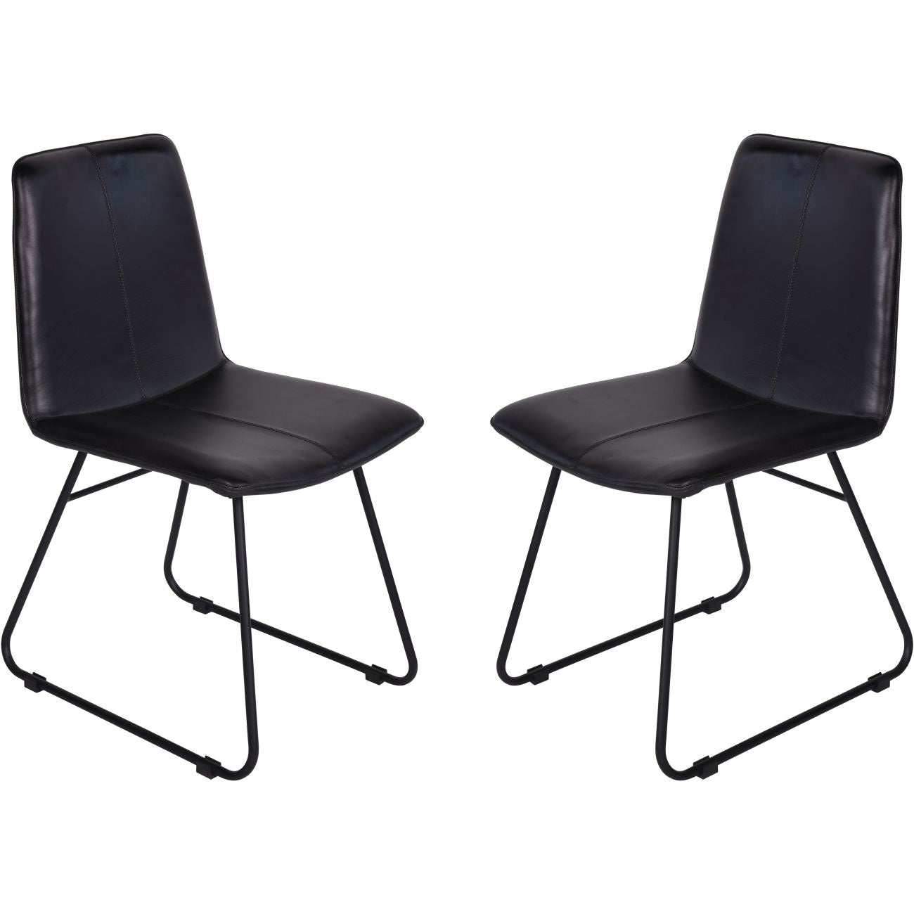 Pair of Robinson Leather Dining Chairs in Charcoal