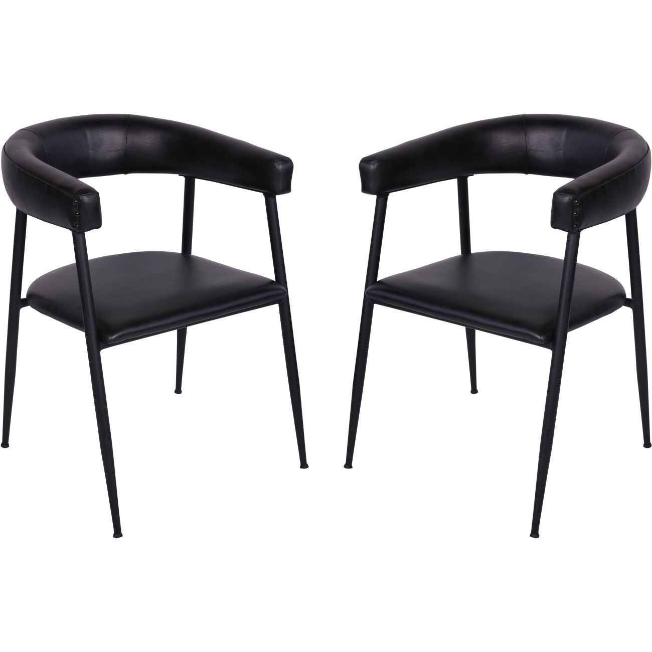 Pair of Churchill Leather Dining Chairs in Charcoal