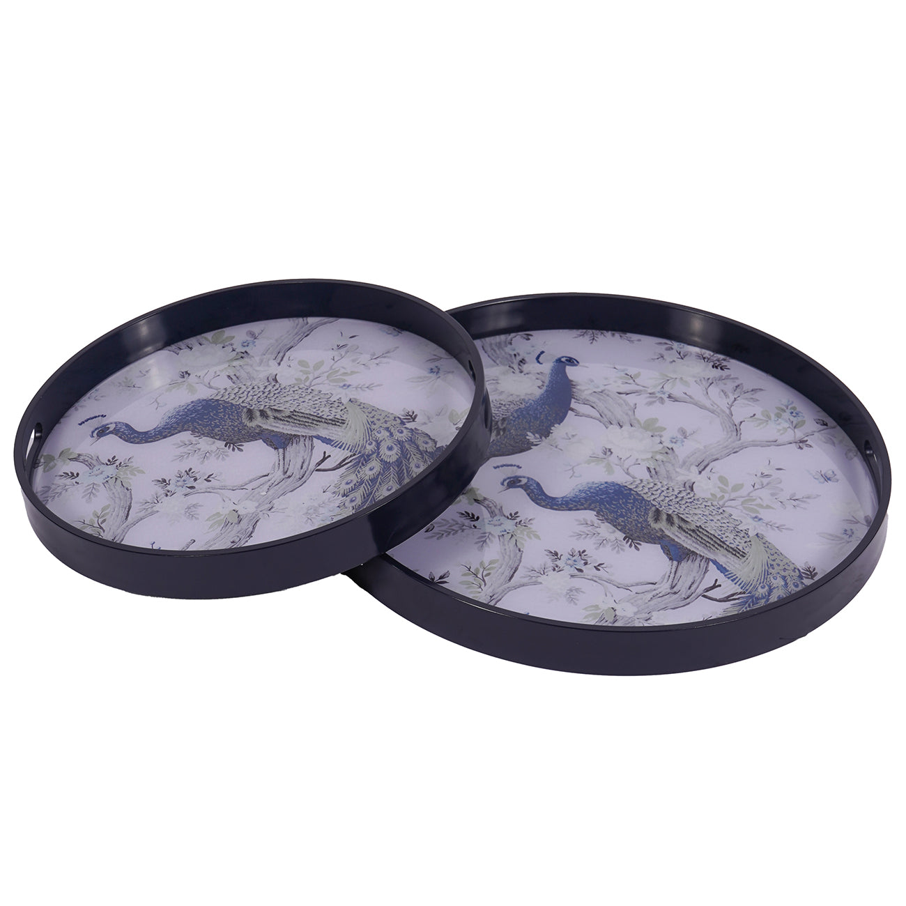Laura Ashley Belvedere Peacock Print Set Of 2 Trays
