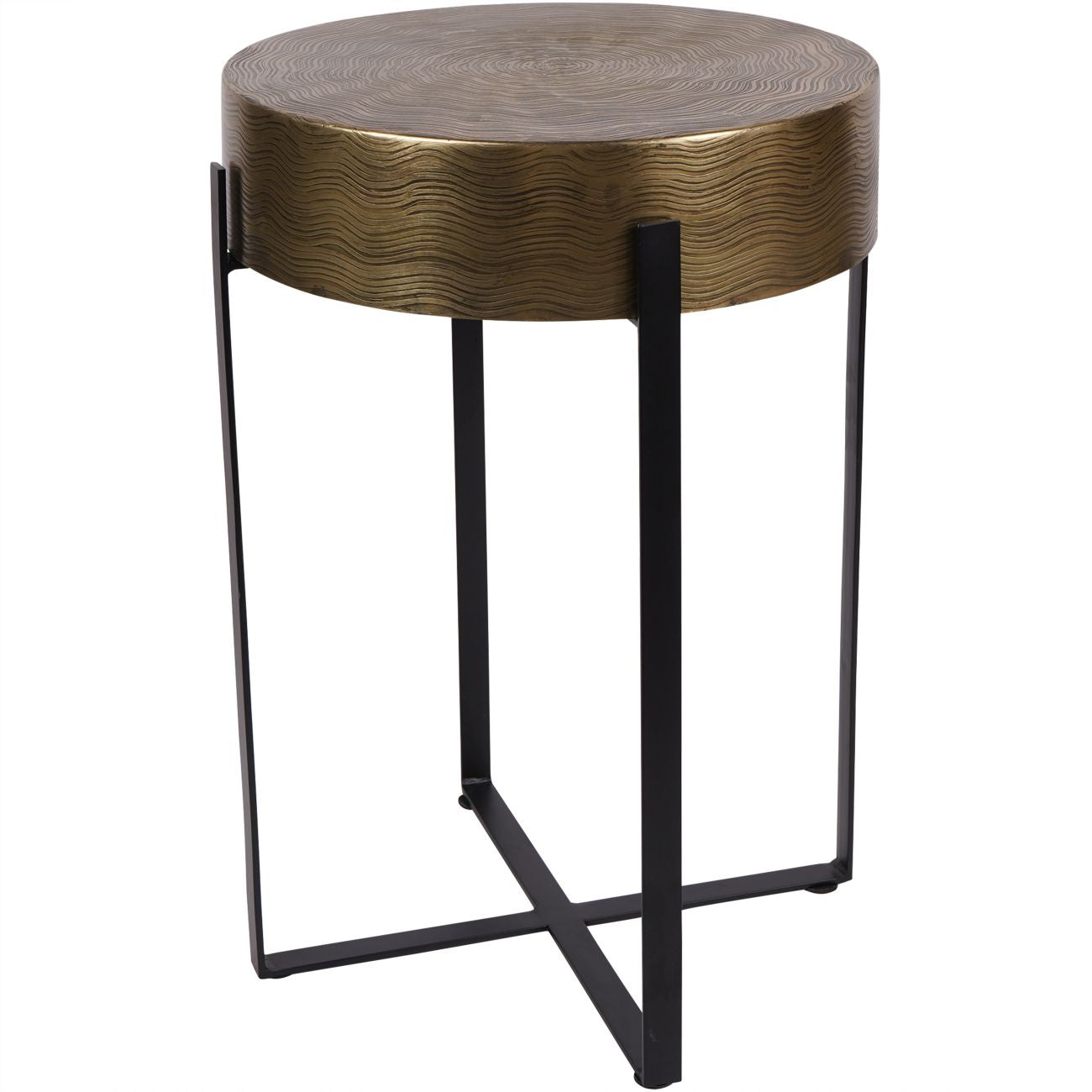 Santa Cruz Etched Brass Finish Side Table 40cm