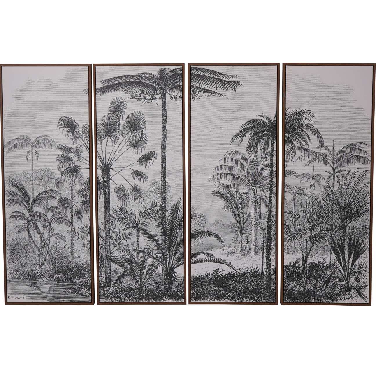 Palm Set of Four Framed Canvas