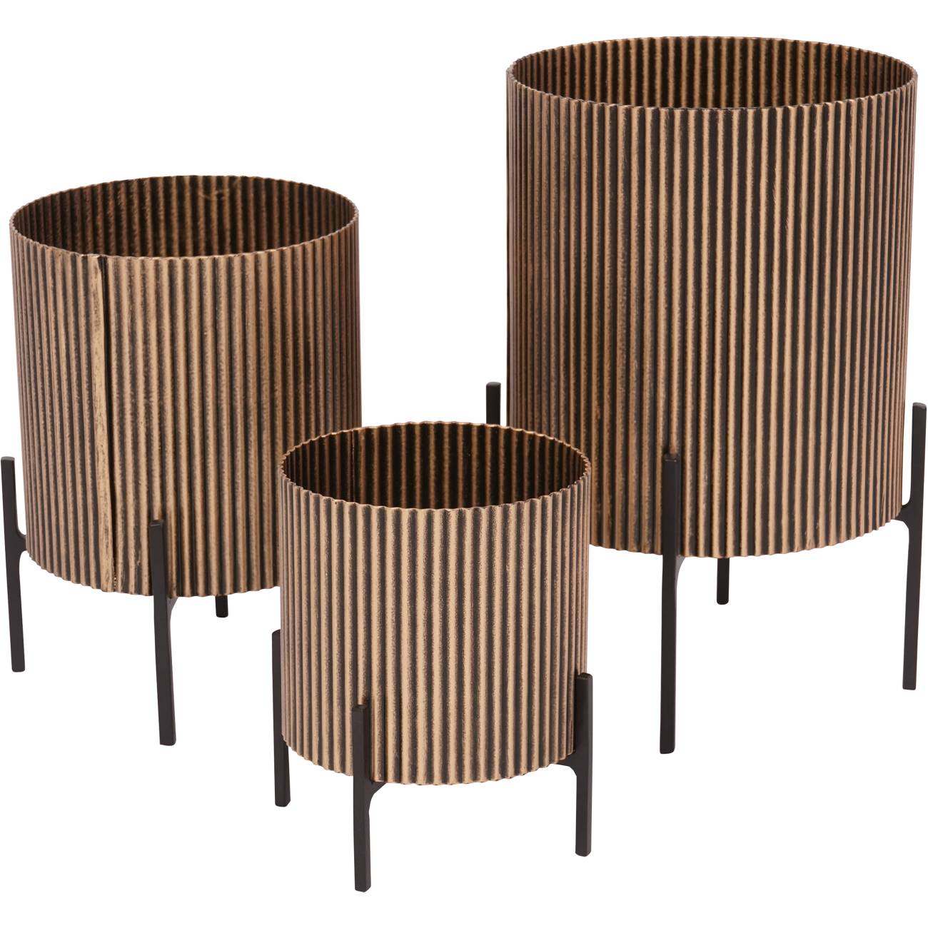 Belvedere Aged Gold Set of 3 Table Planters
