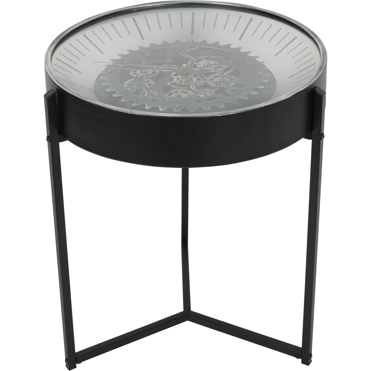 Palladium Side Table Clock with Moving Dials Black Nickel