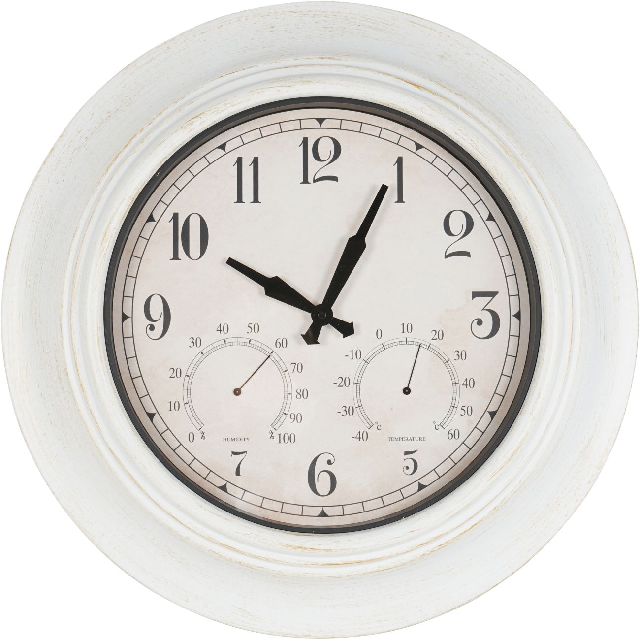 Outdoor Metal Clock with Temperature and Humidity White 53.3cm