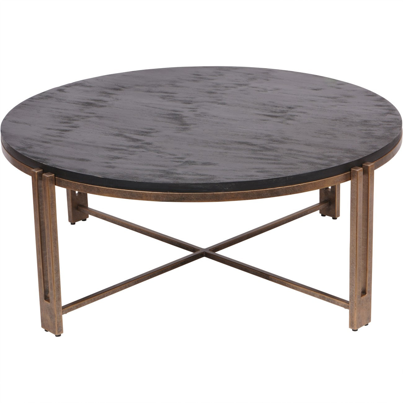 Dalston Black Sandblasted Wood and Champagne Frame Coffee Table