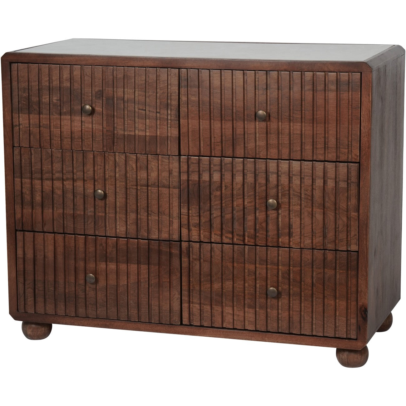 Carmel Wooden 6 Drawer Chest with Marble Top
