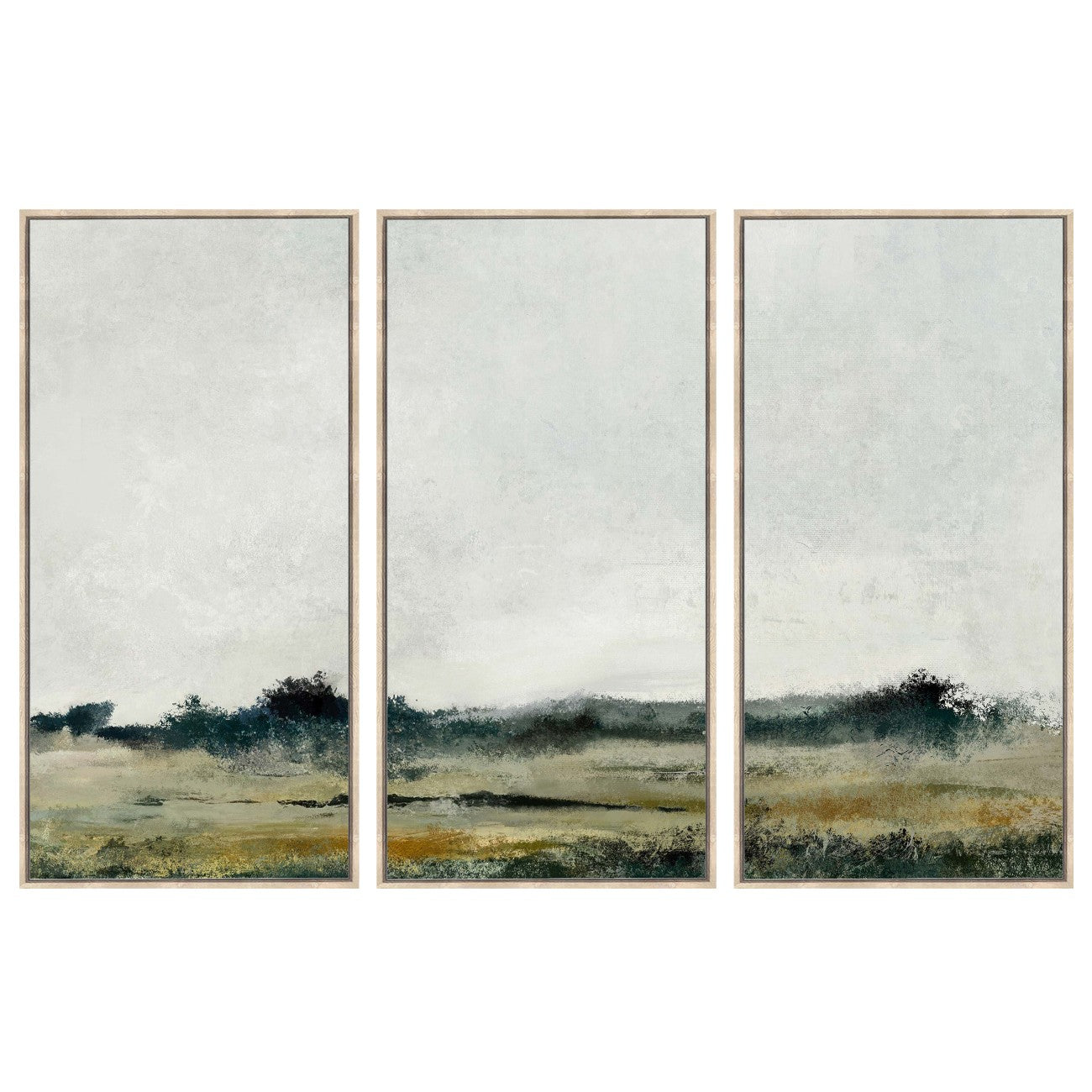 Set of 3 Green Fields Landscape