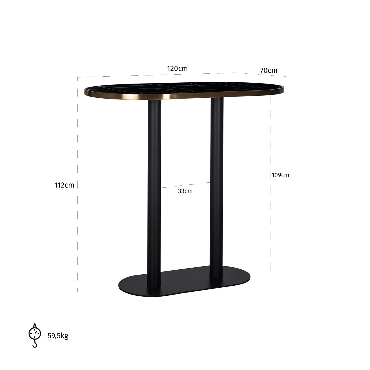 Bar table Zenza oval (Black)- Richmond Interiors