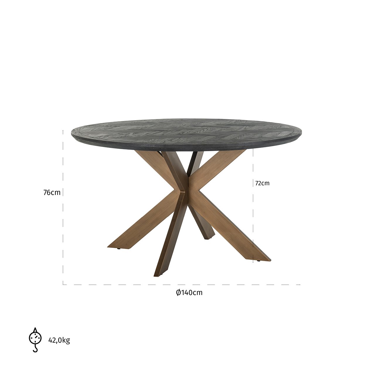 Dining table Blackbone brass 140Ø (Black rustic)- Richmond Interiors
