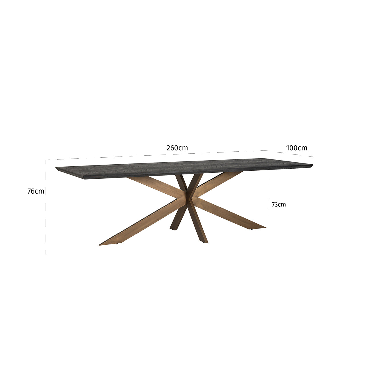 Dining table Blackbone brass 260 (Black rustic)- Richmond Interiors