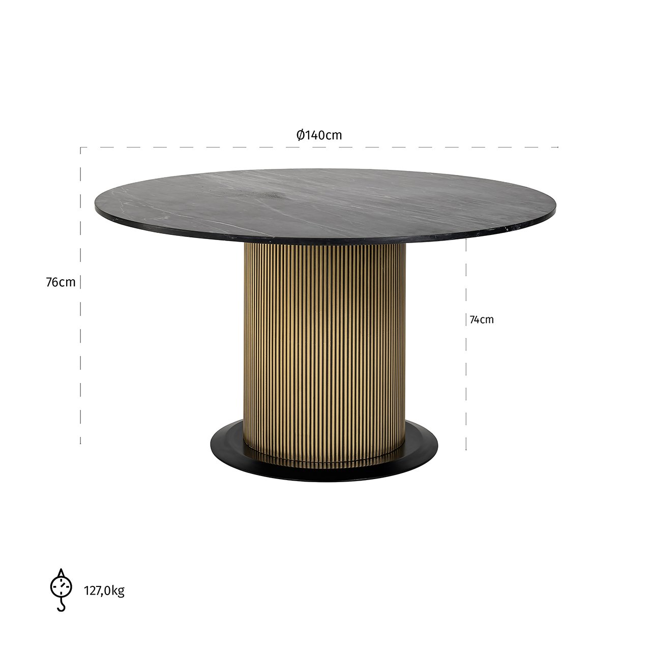 Dining table Ironville 140Ø (Black/gold)- Richmond Interiors