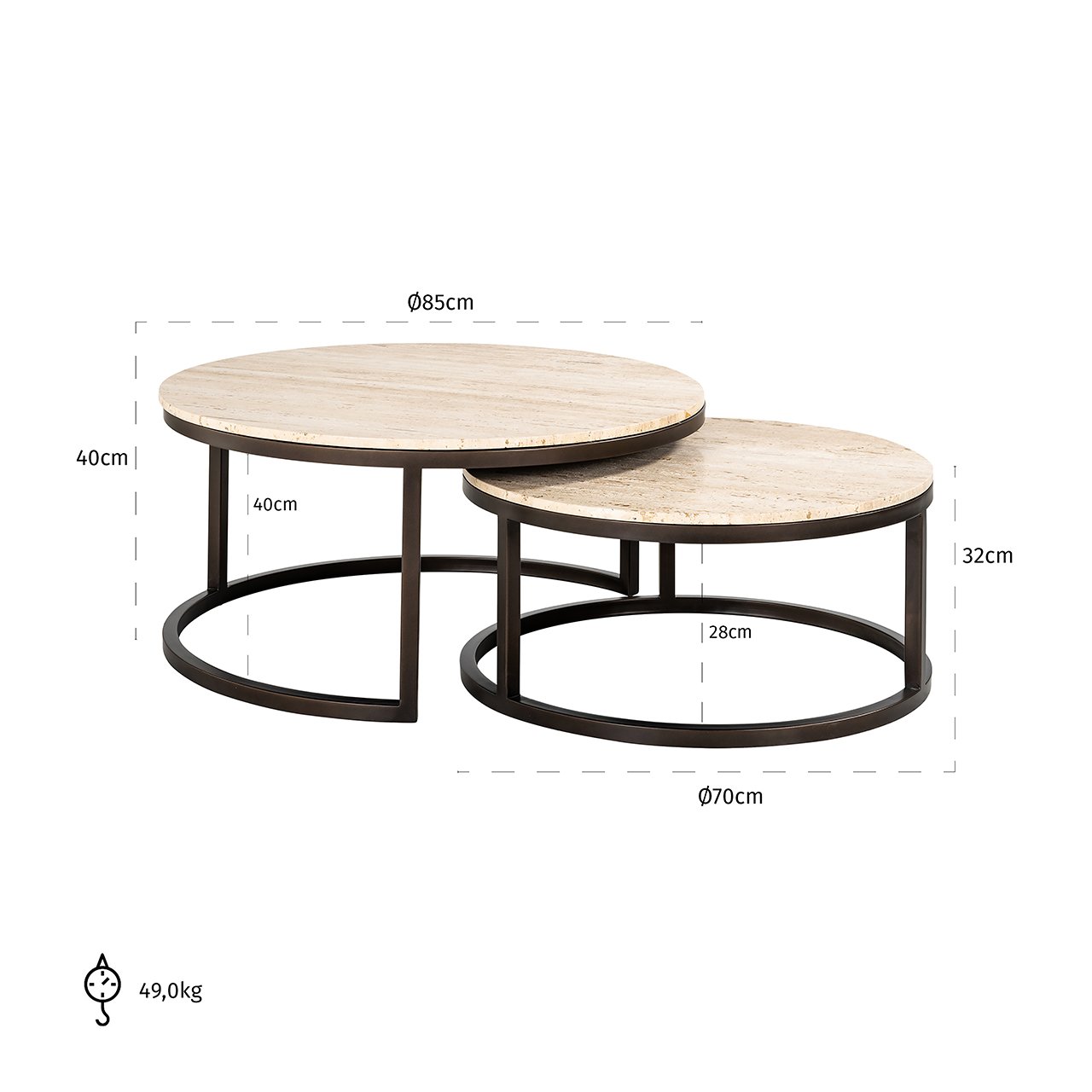 Coffee table Avalon set of 2 (Bronze)- Richmond Interiors