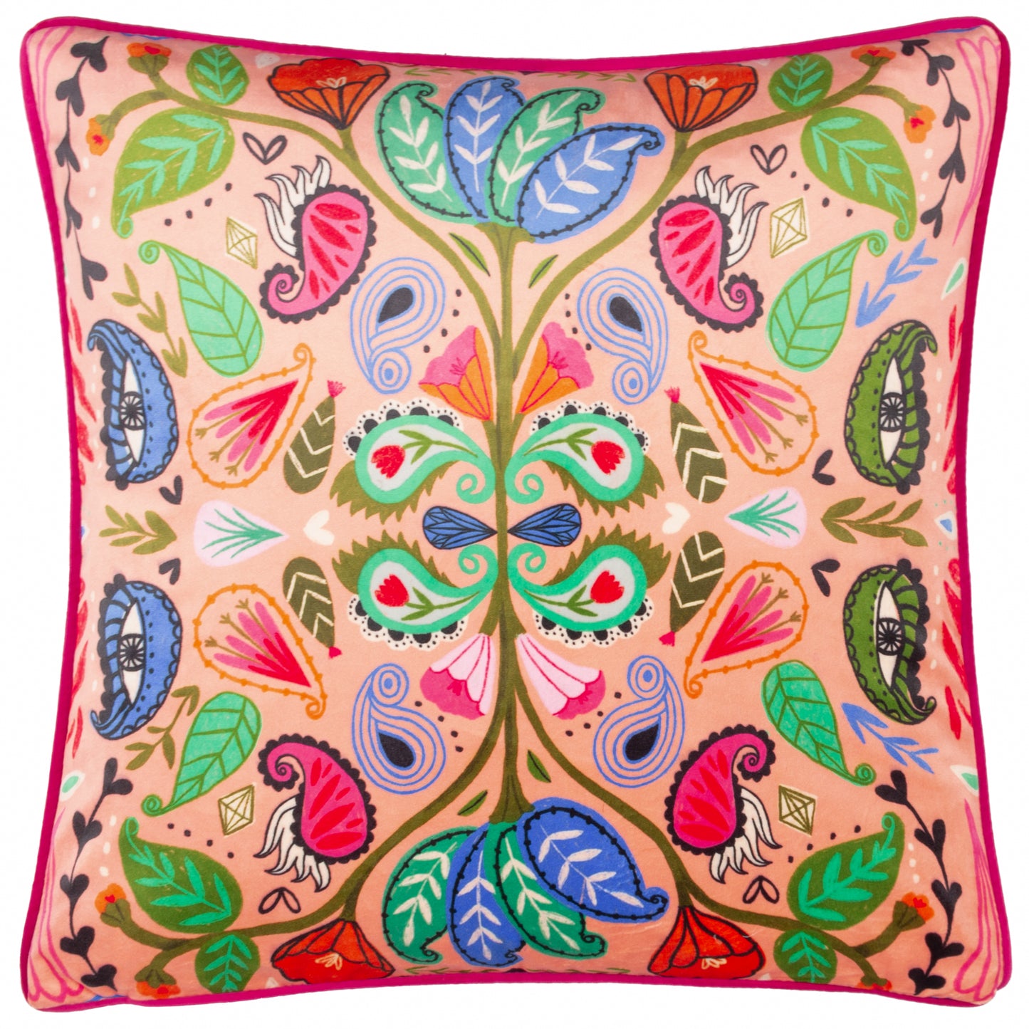 KM PAISLEY BLOOMS 50X50 PIPED FEATHER FILLED CUSHION
