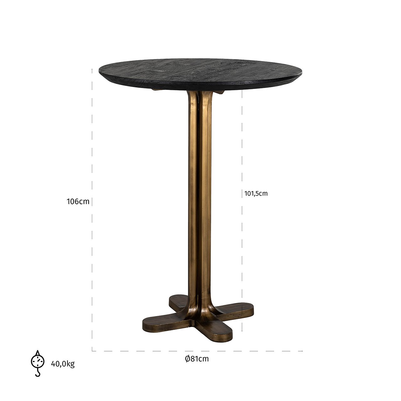 Bar table Revelin 81Ø (Black/gold)- Richmond Interiors