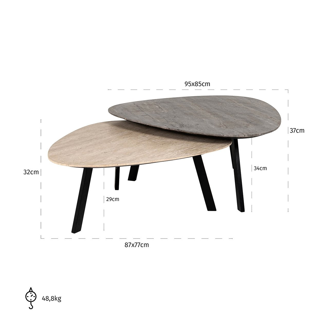 Coffee table Spencer set of 2 (Beige)- Richmond Interiors