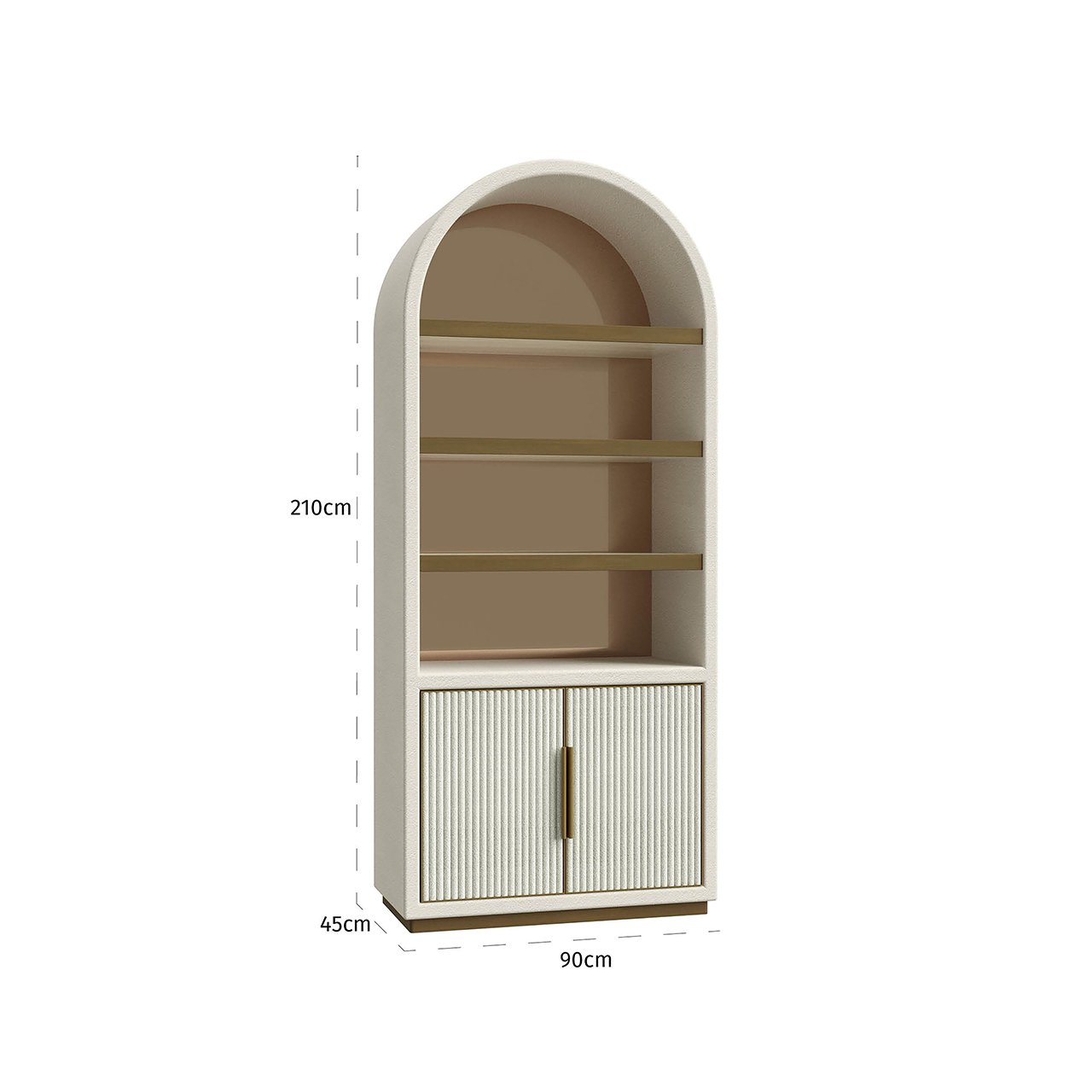 Display cabinet Tivoli with arched top 2-doors 3-shelves (White)- Richmond Interiors