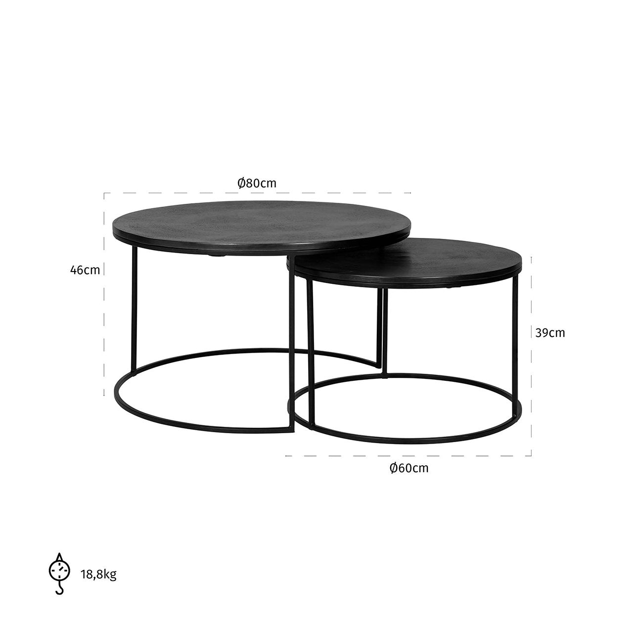 Coffee table Bolder set of 2 (Black)- Richmond Interiors