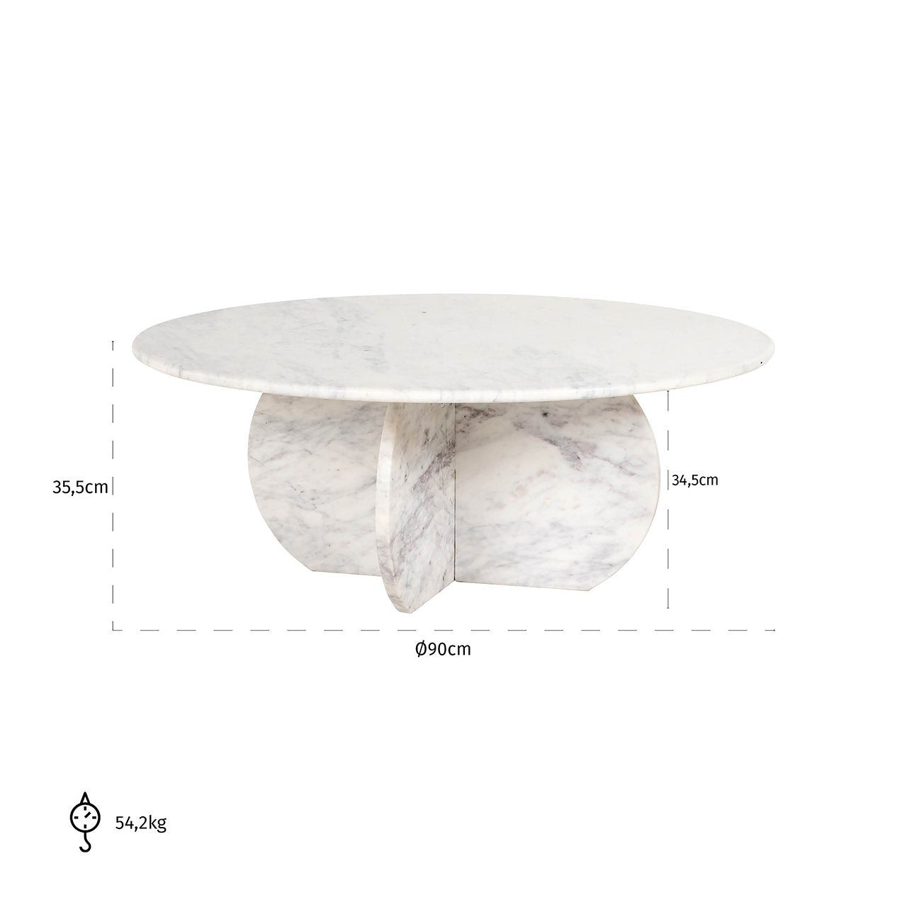 Coffee table Holmes 90Ø (White)- Richmond Interiors