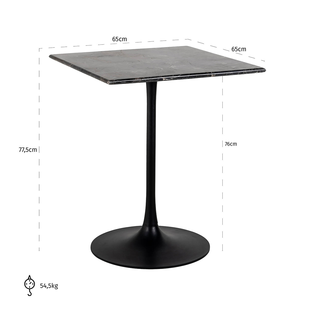 Bistro table Carlten black square (Black)- Richmond Interiors