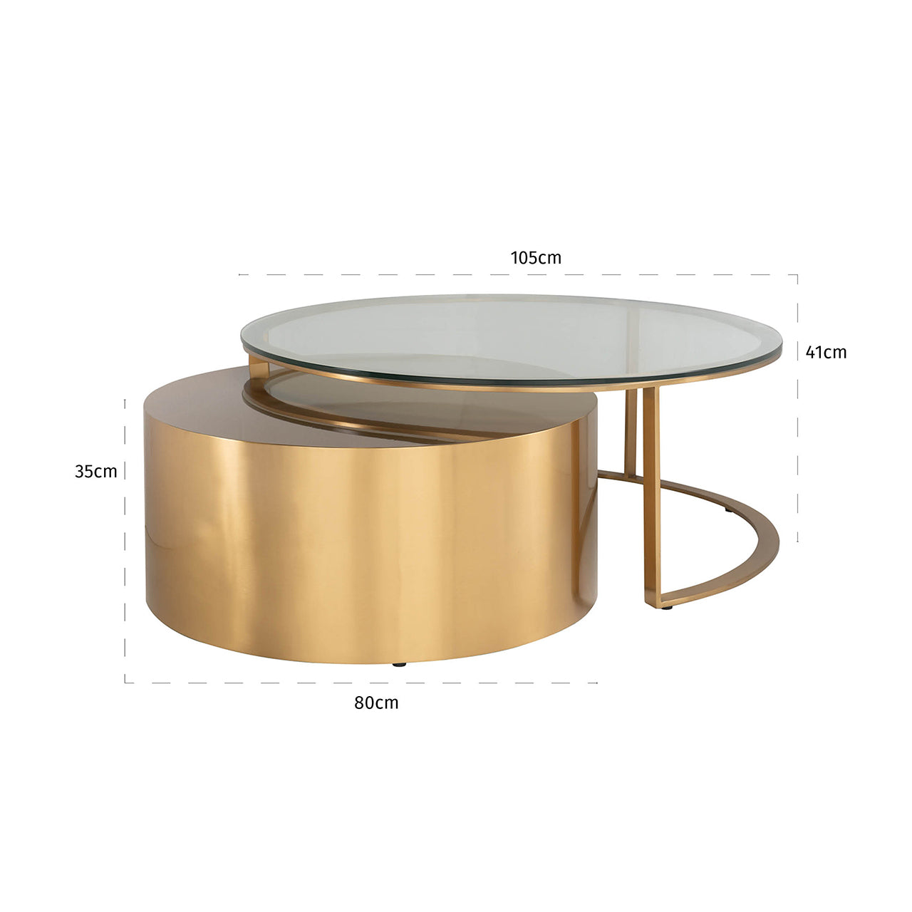 Coffee table Orlan set of 2 (Gold)- Richmond Interiors