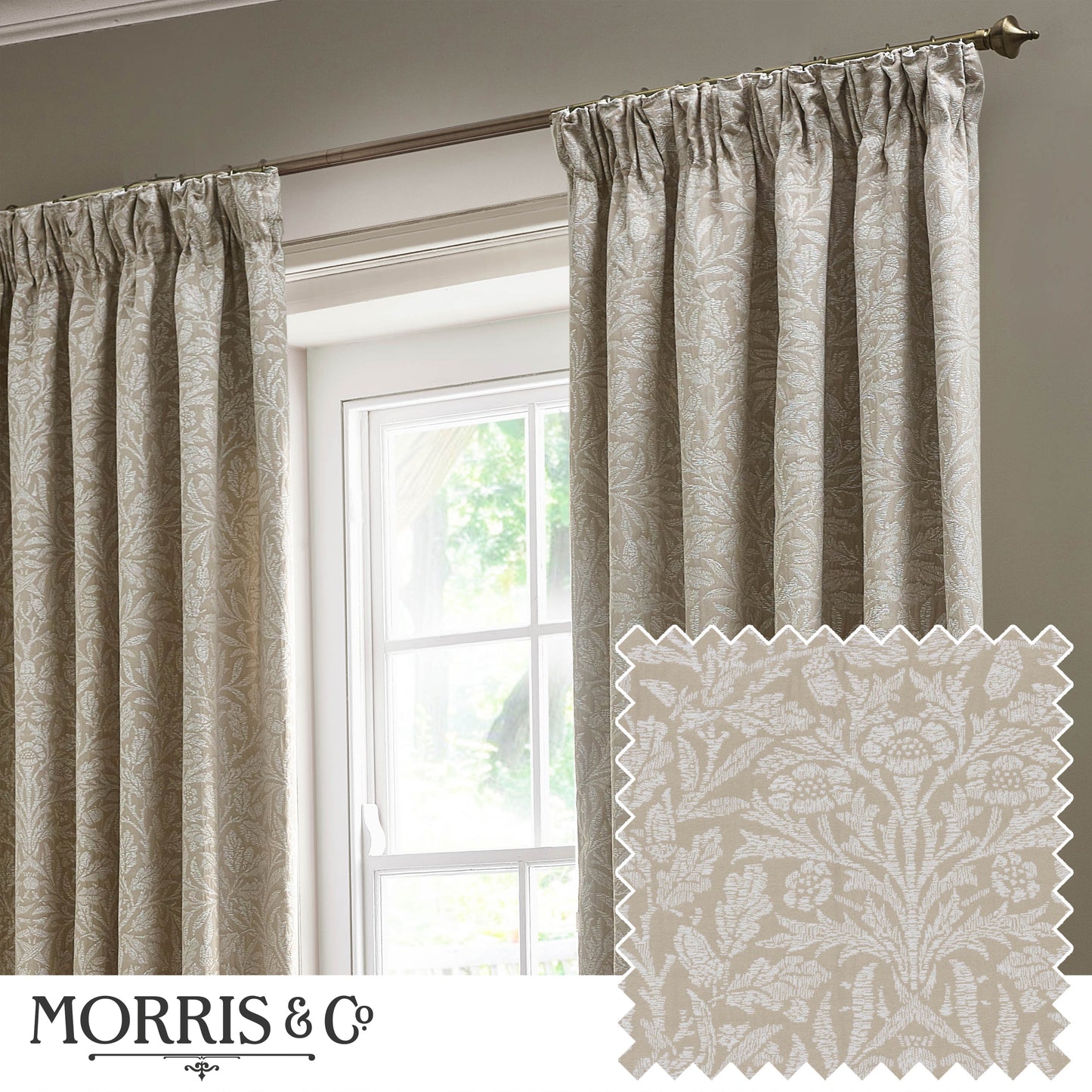 ACORN TONAL 117X137 PENCIL PLEAT CURTAINS LINEN