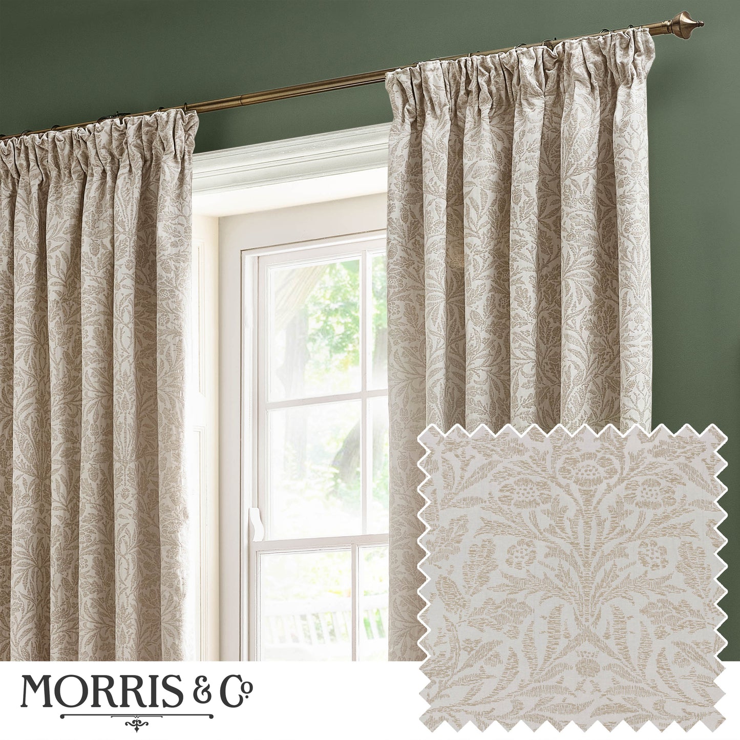 ACORN TONAL 228X137 PENCIL PLEAT CURTAINS IVORY