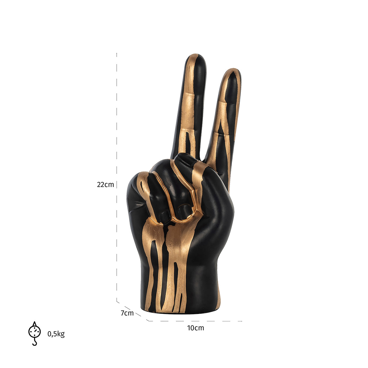 Decorative object hand peace (Black/gold)- Richmond Interiors