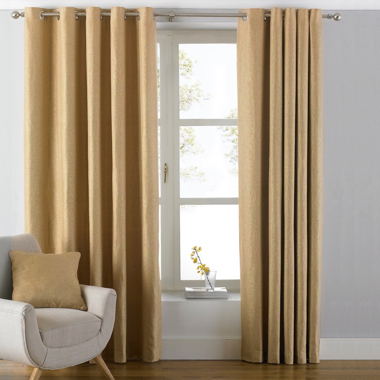 ATLANTIC 229X137 RING TOP CURTAINS OCHRE