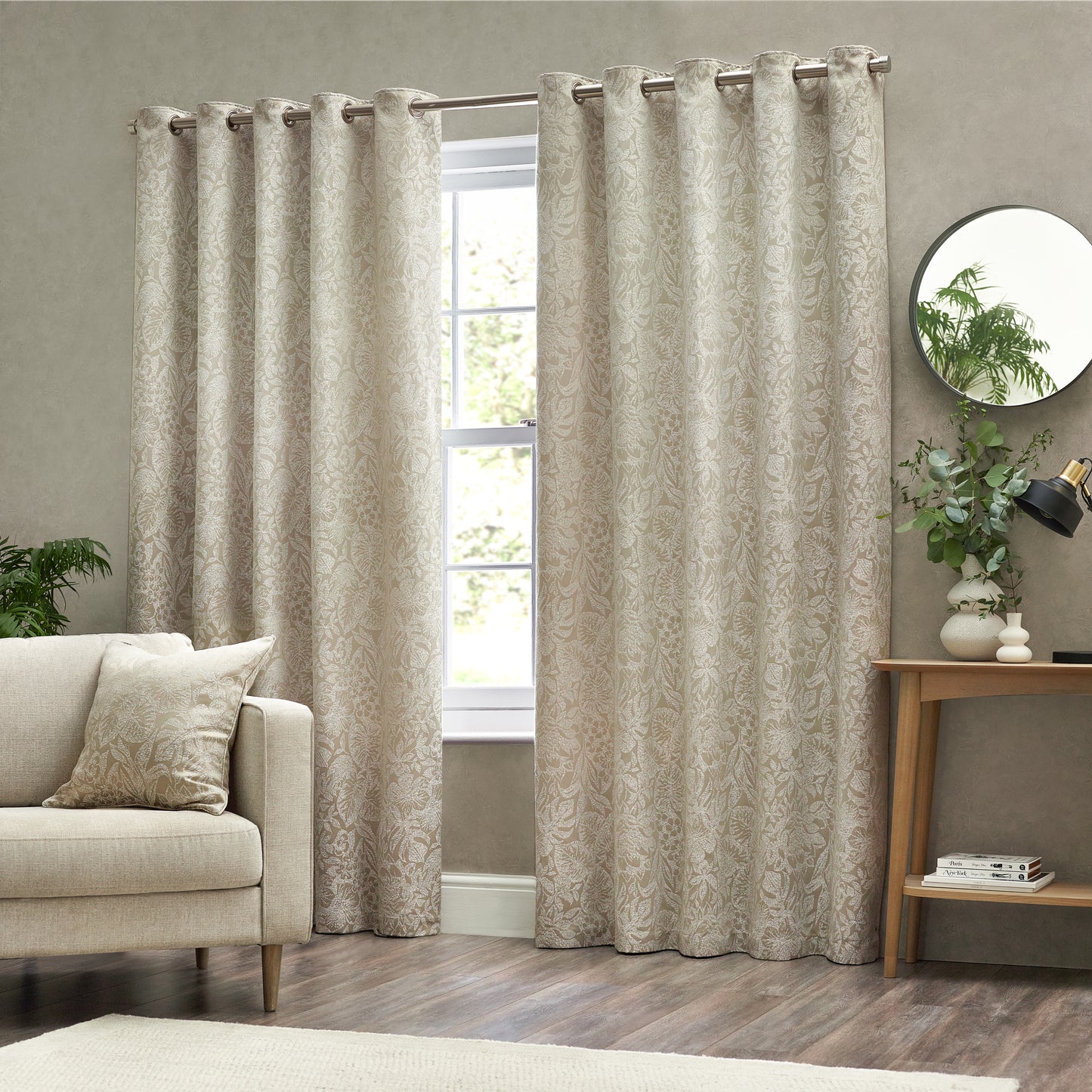 BALI 228X137 EYELET CURTAINS NATURAL