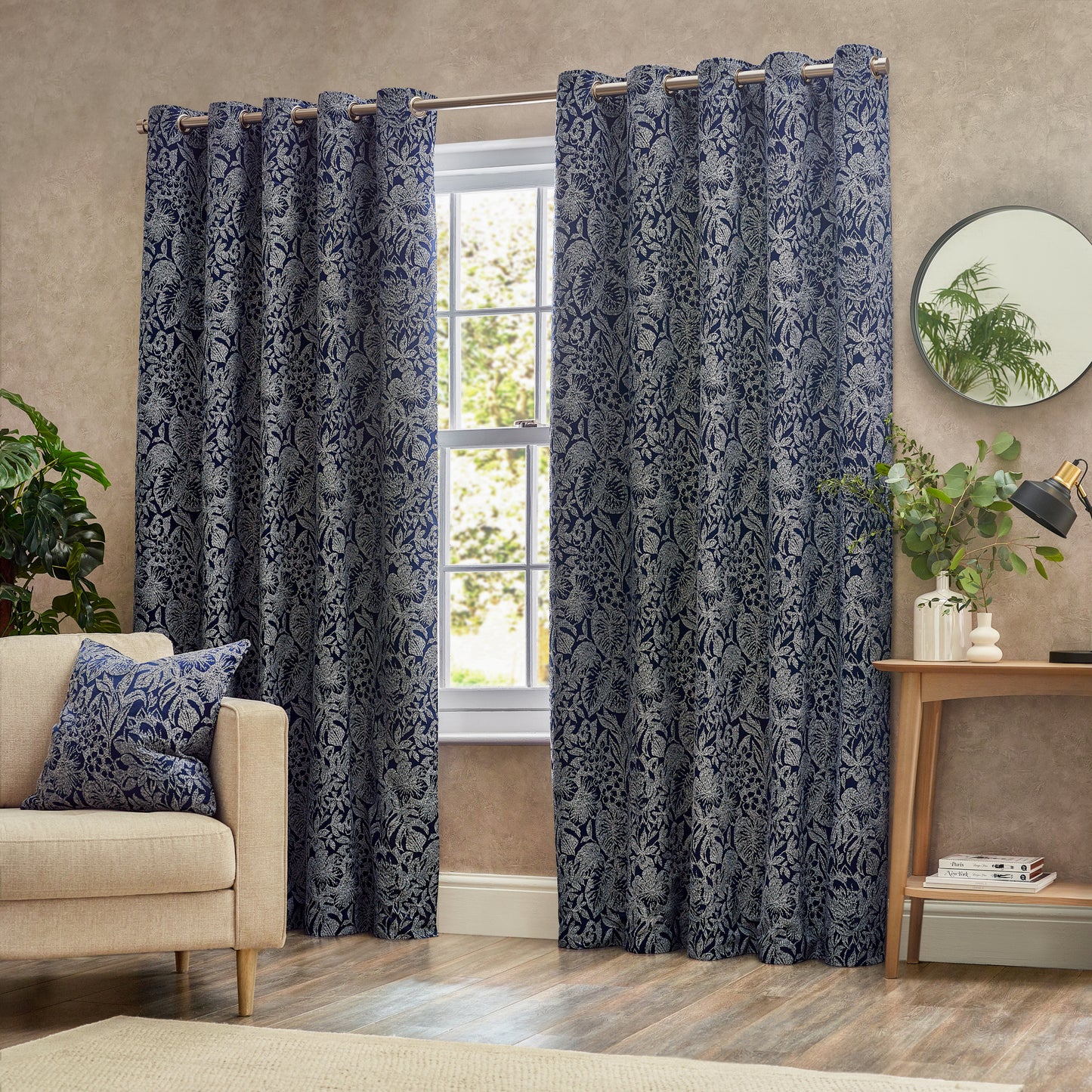 BALI 167X228 EYELET CURTAINS MIDNIGHT