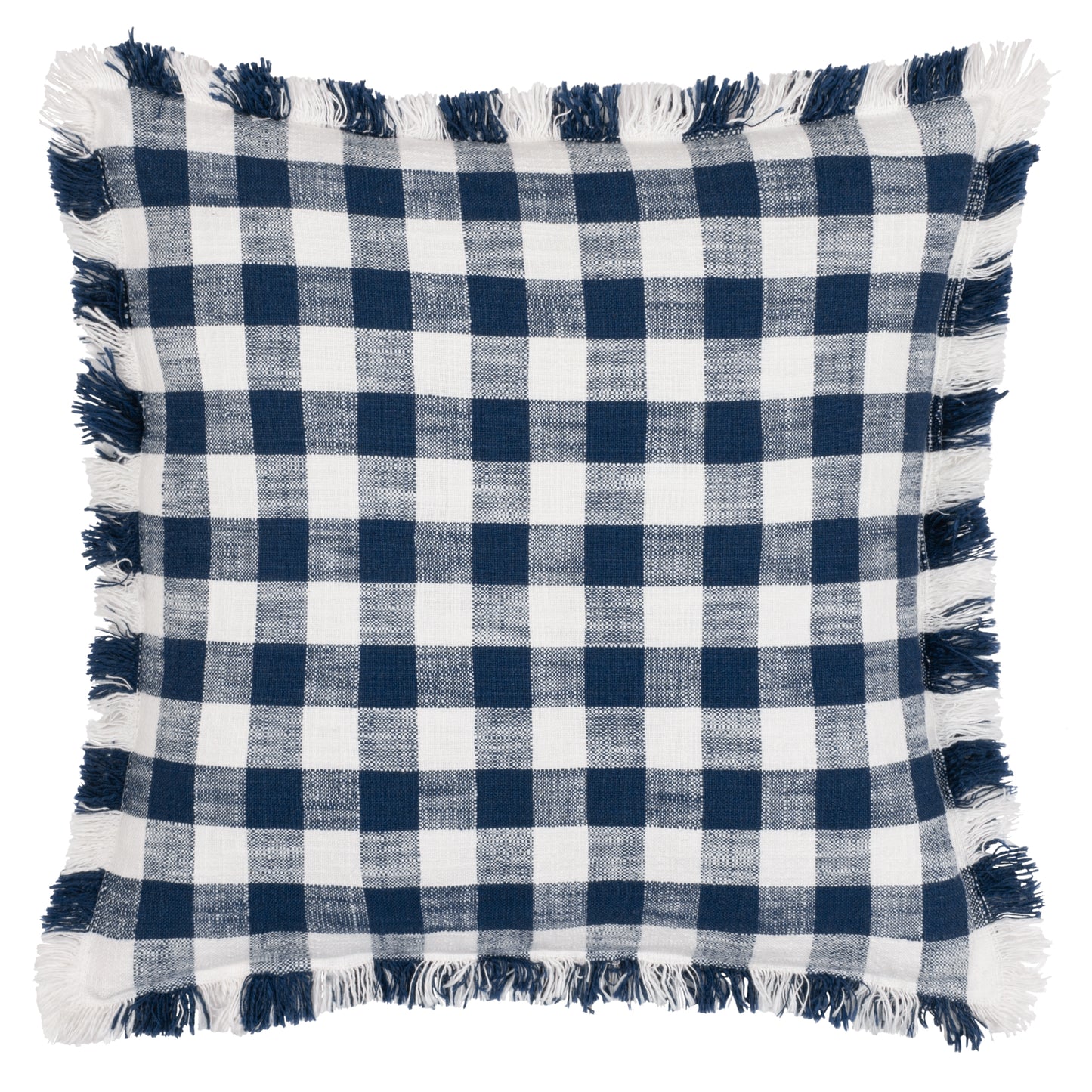 BARTON CHECK 45X45 FEATHER FILLED CUSHION NAVY
