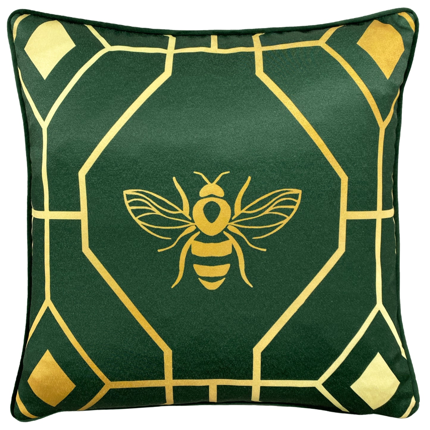 BEE DECO 43X43 FEATHER FILLED CUSHION EMERALD