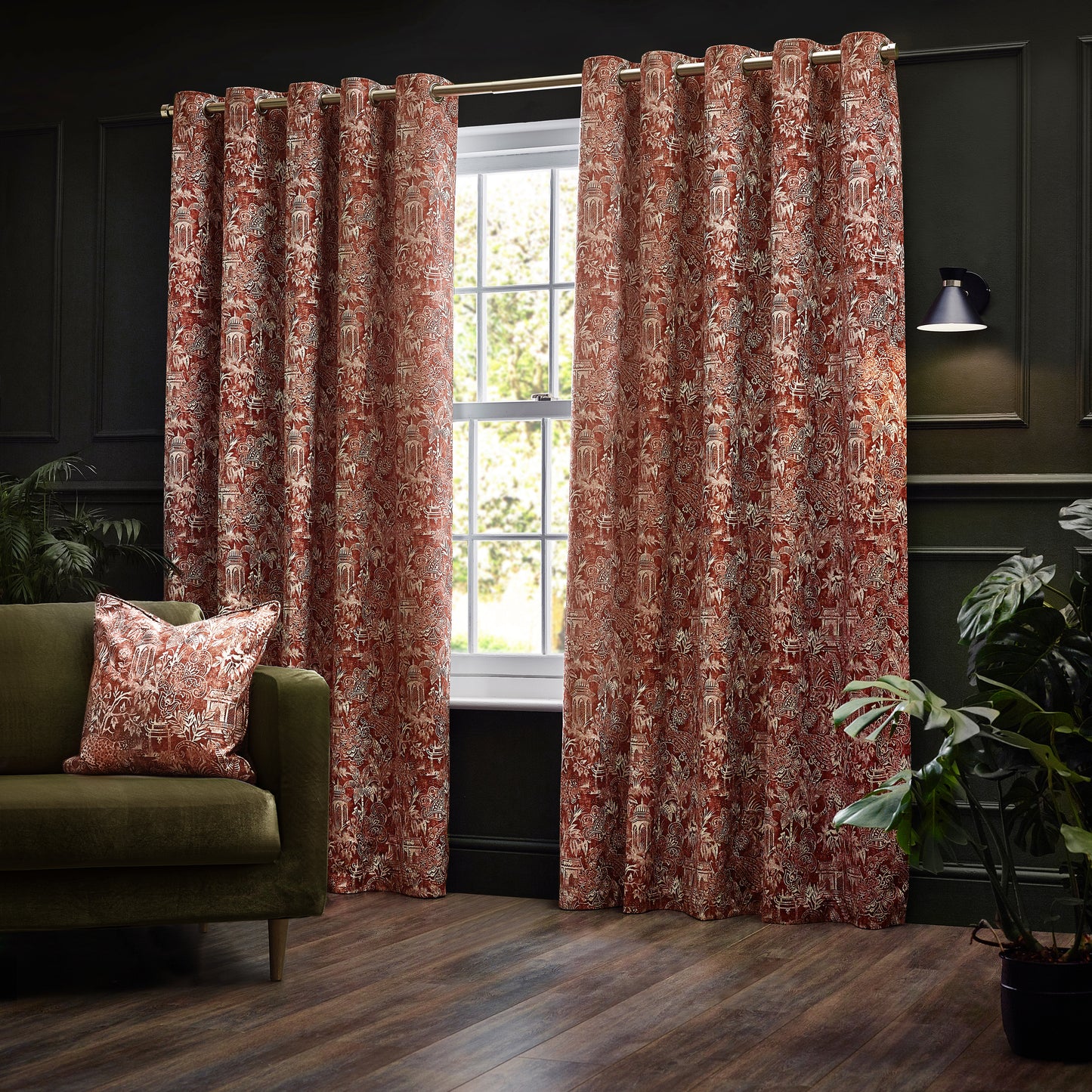 BENGAL 117X137 EYELET CURTAINS AMBER