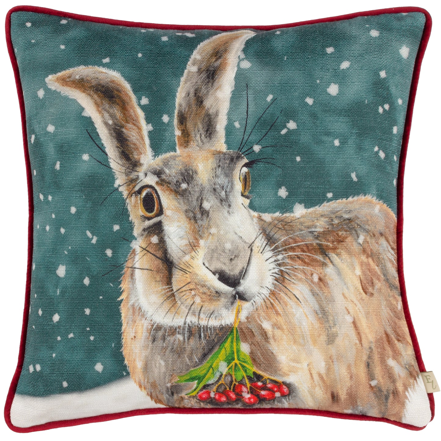 CHRISTMAS HARE 43X43 FEATHER FILLED CUSHION MULTI
