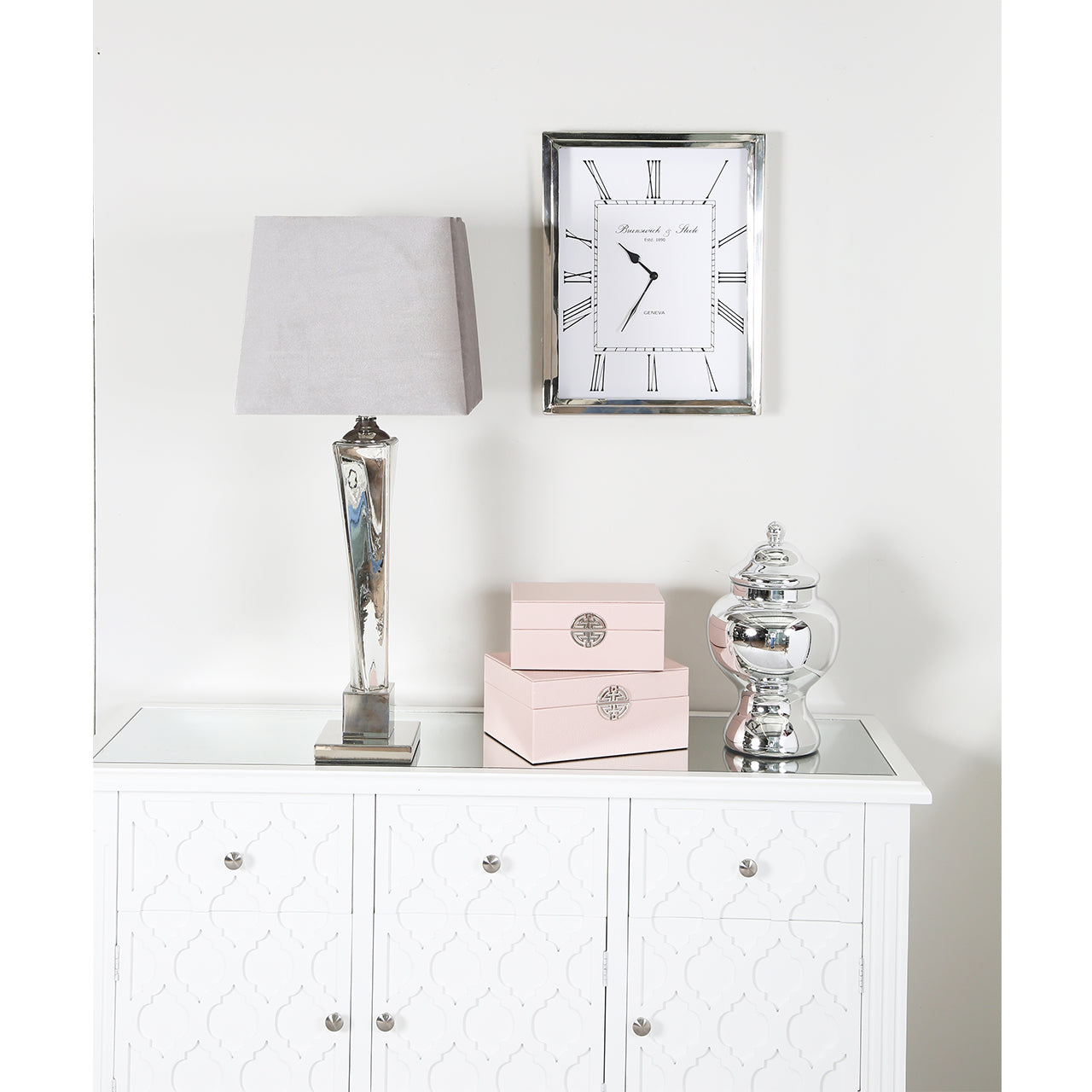 45cm Rectangular Wall Clock Nickel