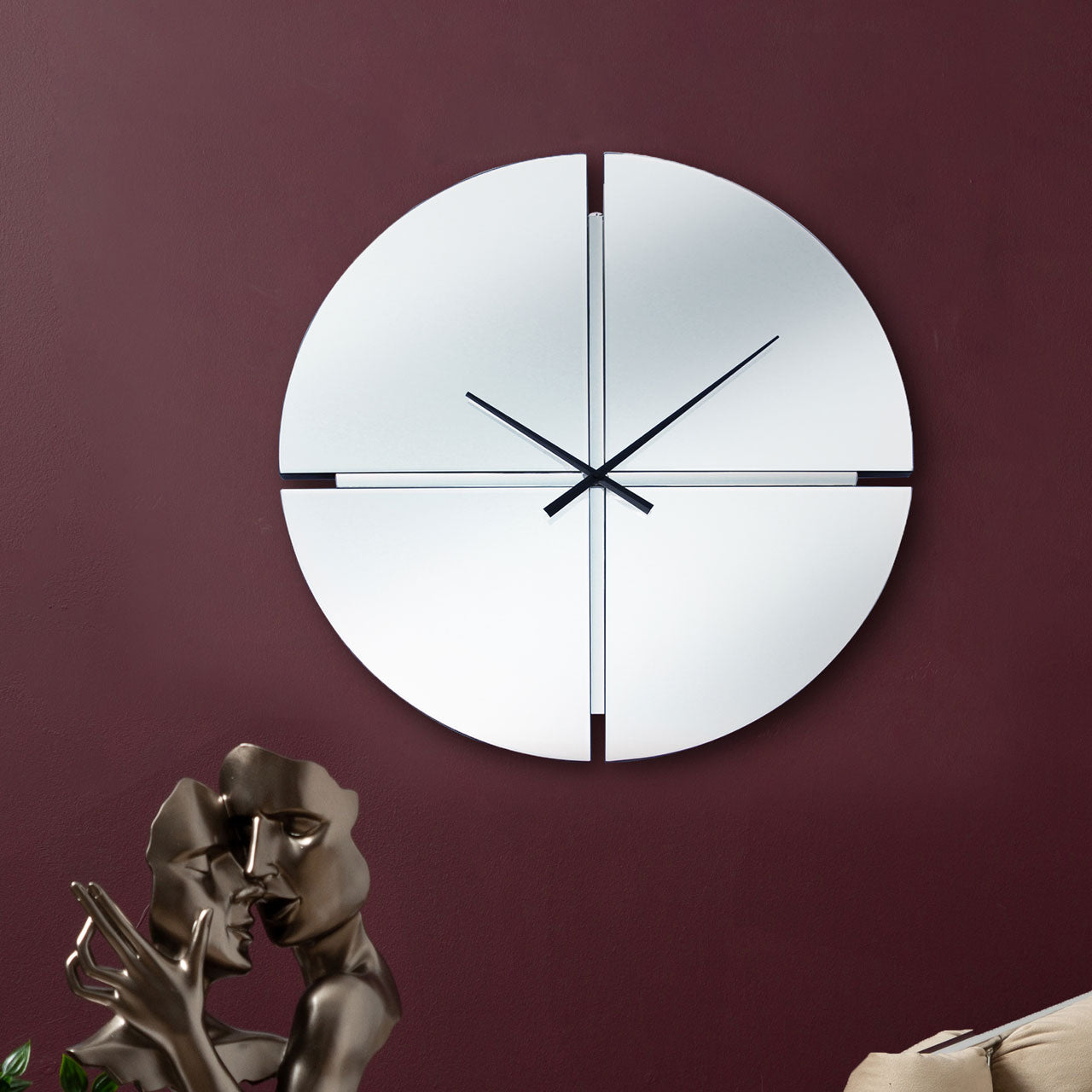 70cm 4-Part Mirror Wall Clock