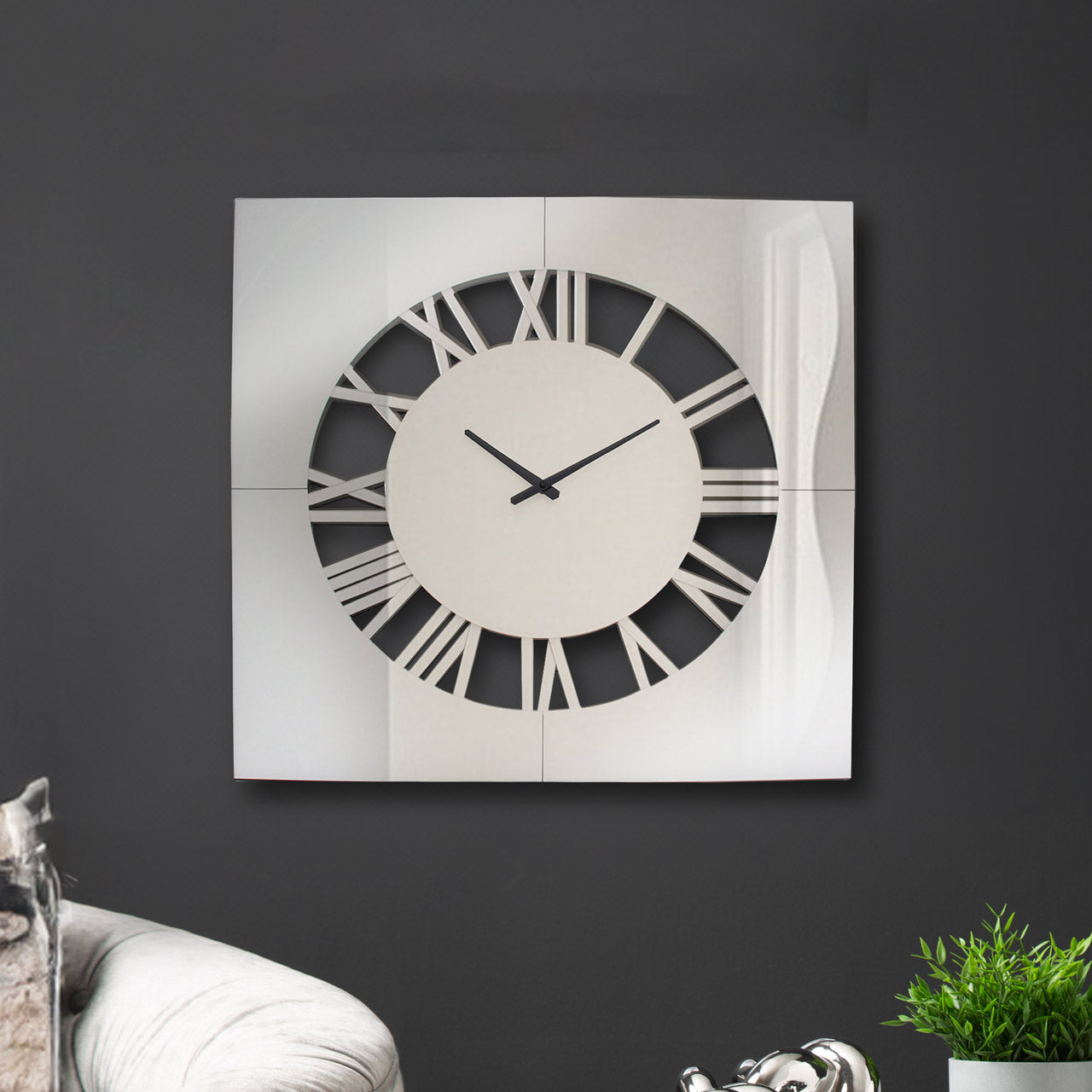 80cm White Mirror Wall Clock