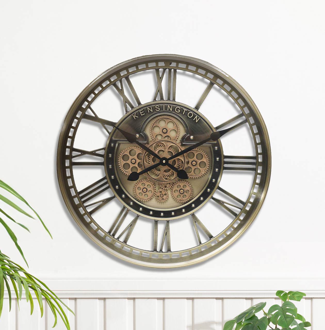 53.5cm Antique Gold Gears Wall Clock